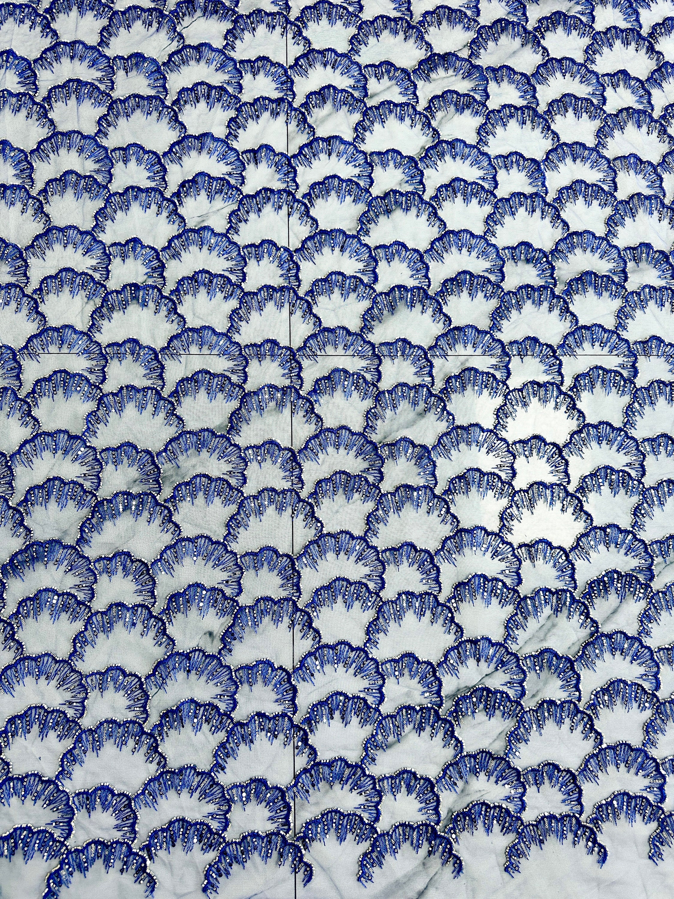Beautiful Royal Blue Shell Sequin Lace Fabric,beaded Fabric,suitable ...
