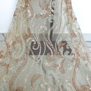 Hochwertige Pailletten Blumenspitze Stoff, Perlen Tüll Stoff für Abendkleid, Partykleid, Kleidung Mesh-Gewebe