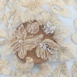 Bridal floral tulle fabric, sequin lace fabric, beaded fabric, for DIY dresses, tutus, baby dresses, tulle floral mesh