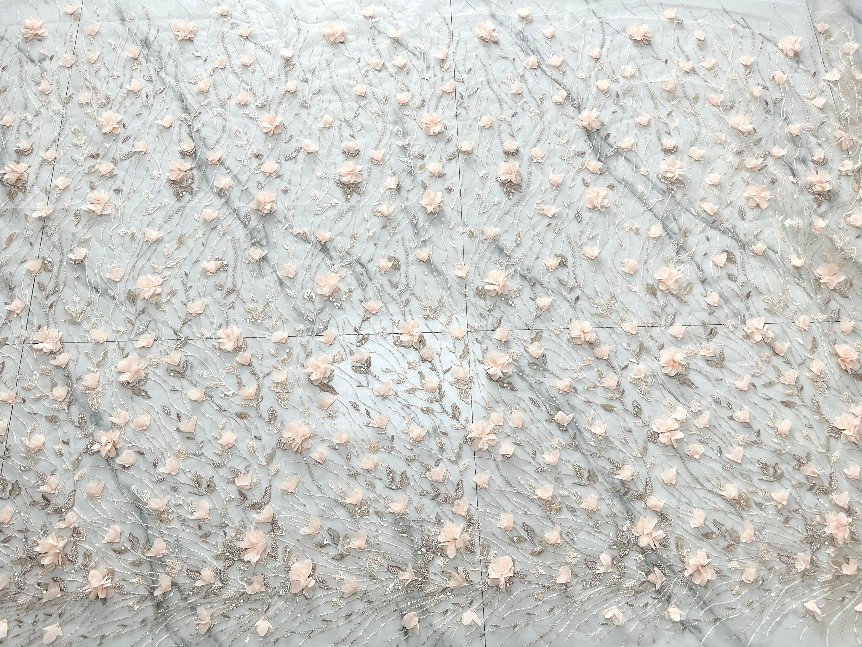 Pink 3D Floral Mesh Fabric Sequined Beaded Fabric Bridal Etsy