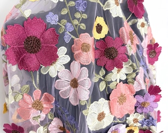 Purple floral lace fabric,fashion clothing fabric,tulle fabric,bridal dress fabric,prom dress fabric