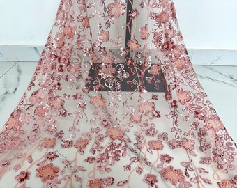 Tela de encaje floral de lentejuelas, tela de encaje con cuentas, tela de malla de lentejuelas florales bordadas, tela de vestido de fiesta de moda, tela de ropa, material de bricolaje