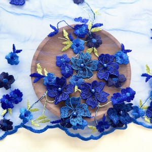 Exquisite Flower Fabric, Floral Tulle Lace Fabric, Spring Flower Lace Dress, 3D Flower Fabric, Mesh Tulle Fabric