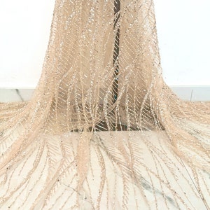 Heavy 3D beaded lace fabric, dress fabric, prom dress, wedding decoration fabric DIY fabric, lace fabric