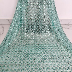 Heavy beaded lace fabric, floral sequin lace fabric, mesh lace, high-end dress fabric, designer clothing fabric