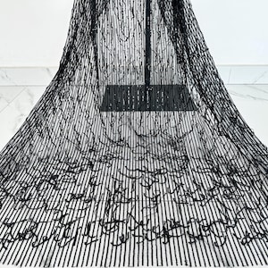 Black Sequin Lace Fabric,Fringed Sequins Lace,Mesh Fabric,Mesh Lace,Sequin Dress Fabric,Clothing Fabric,Fashion Dress Fabric,By The Yard