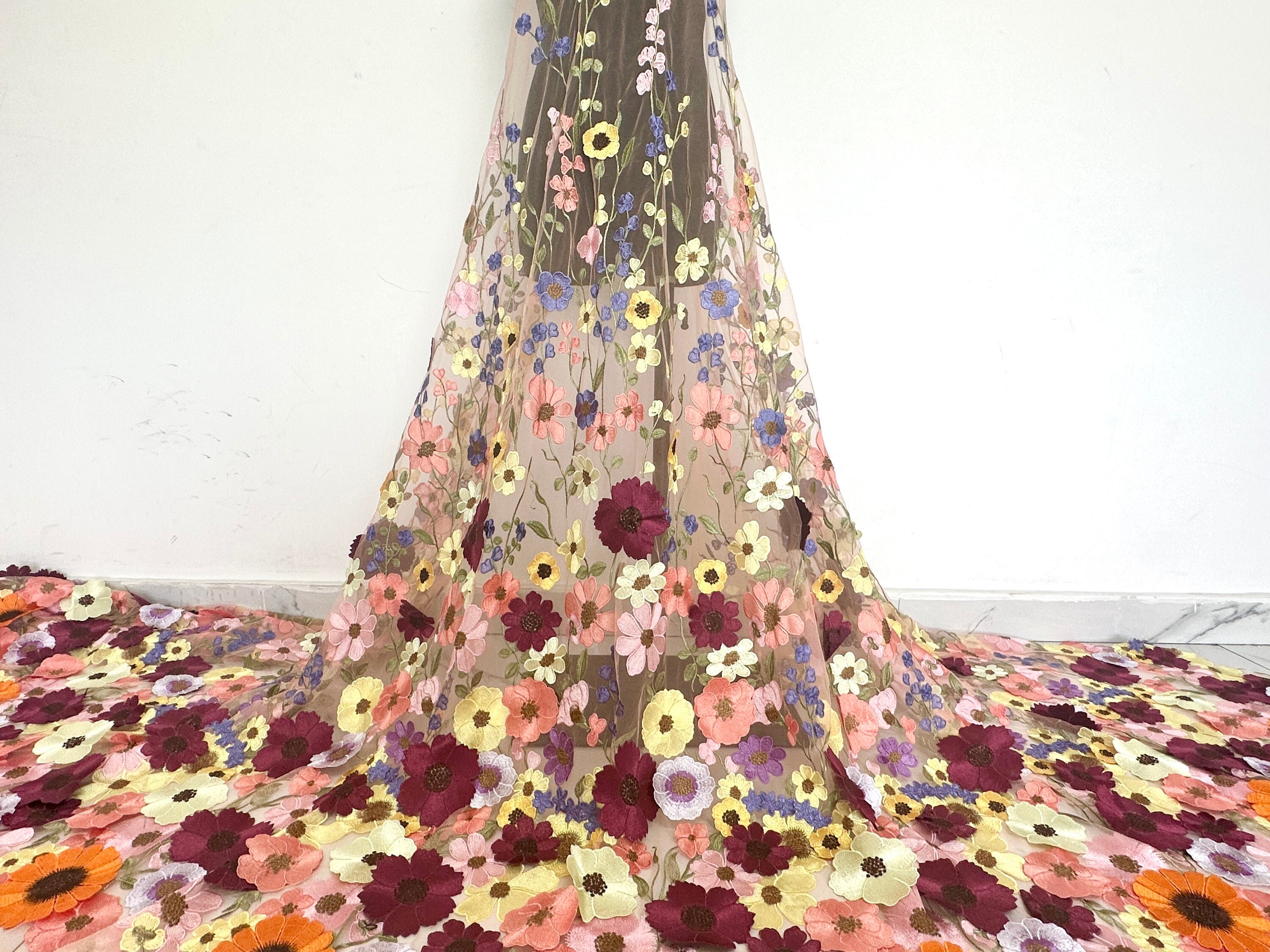 Luxury 3D Floral Multicolor Embroidery Flower Haute Couture 3D