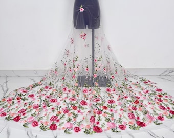 Flower Embroidery Tulle Lace Fabric,embroidered lace,for Wedding Dress Fabric Dress Veil Bridal Lace Fabric