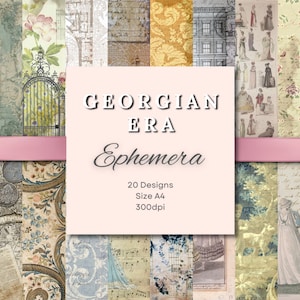 Vintage Georgian Era digital paper for scrapbooking, journaling, decoupage etc, old paper textures, printable backgrounds, instant download