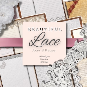 Pretty Lace Journal Pages, Printable A4 Paper Textures (Digital Download)