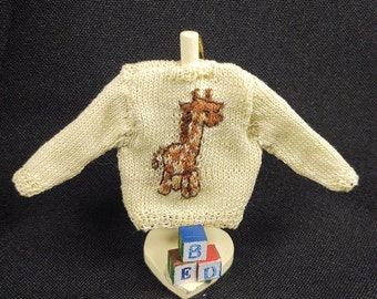 1.75" Ivory with Giraffe sweater-miniature sweater