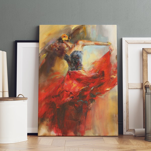 Flamenco Dancer Canvas - Portrait Canvas/Poster, Colorful Canvas, Large Canvas, Canvas Wall art print, Wedding gift, gift, Birthday gift