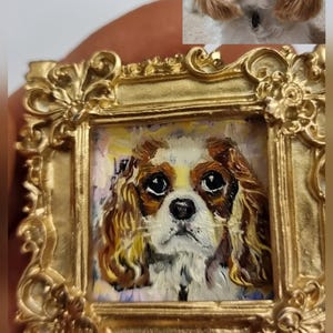 Custom Pet Portrait • 1.6x1.6 in • Mini Dog or Cat Painting • Realistic Oil Art in Gold Frame • Tiny Pet Memorial • Made to Order Gift