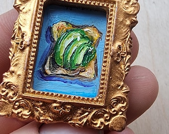 アボカドの壁アート アボカドの絵画 オリジナルの油絵 食べ物の絵画