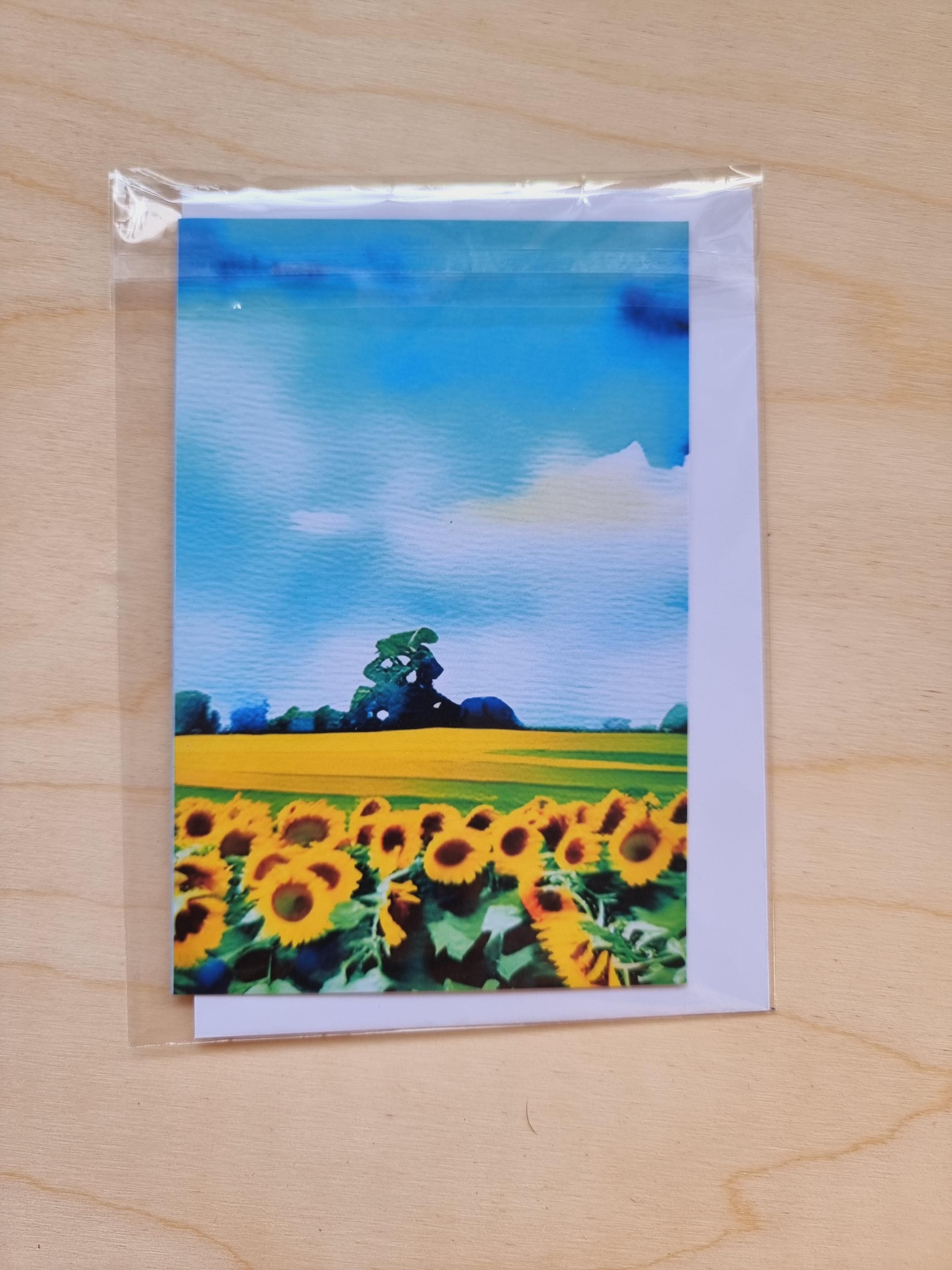 Sunflower Greeting Card: Cheerful Floral Art Print - Blank Inside - Etsy