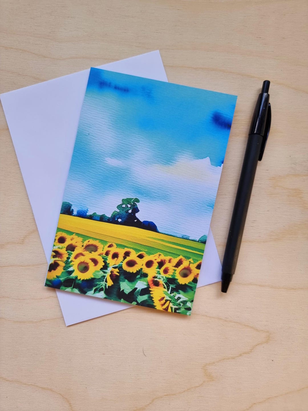 Sunflower Greeting Card: Cheerful Floral Art Print - Blank Inside - Etsy