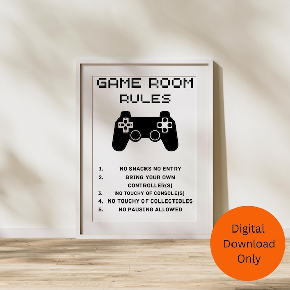Game Room Rules Printable Gaming Wall Decor Wall Art Wall Etsy