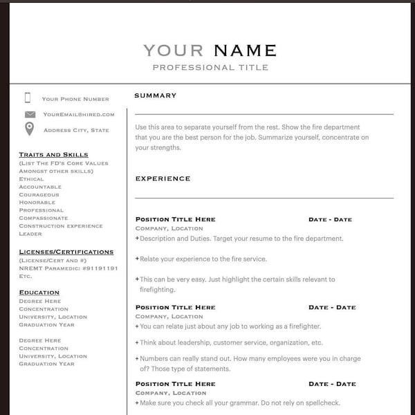 Resume Template Etsy Resume Template Etsy
