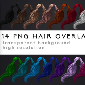 Digital Hair Overlays - Instant Download of wavy hairstyles, 14 PNG clipart fit for editing and scrapbooking
