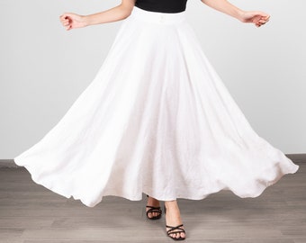 White Linen Skirt | Buttoned Long Skirt | Skirt For Women | Loose Wear Skirt | Linen Maxi Skirt | women's linen skirt | women's clothing