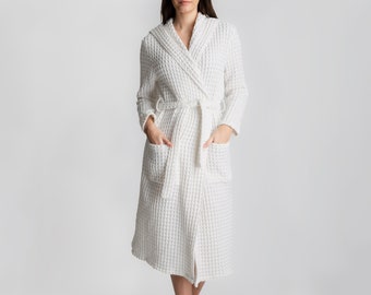 Cotton women robe, women's hooded bathrobe, cotton waffle robe, turkısh waffle bathrobe, kimono waffle dressing gown, soft spa robe