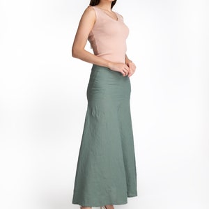 Linen Maxi Skirt Mid Waist Zipper closure Skirt For Women %100 Linen Skirt women's linen skirt women's clothing image 8