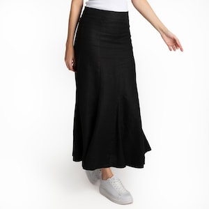 Maxi Black Linen Skirt Mid Waist Linen Skirt Womens Casual Relaxed maxi-black-linen-skirt-mid-waist-linen-skirt-womens-casual-relaxed