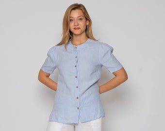 Shirt For Women | Linen Shirt Dress | Short Sleeve Linen Shirt | Oversize Linen Shirt |  Button Front Shirt | 100% linen | women's clothing