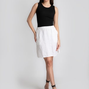 Minijupe en lin blanche Jupe en lin avec poches latérales 100 % pur lin Jupe pour femme jupe en lin pour femme vêtements pour femmes image 5