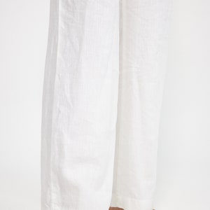 White Linen Pants Linen Trousers with Pockets Pants For Women Low Waist Pants Women's Linen Pants Women's Clothing %100 Linen image 8