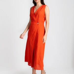 Linen Cotton Embroidered Slit Dress