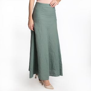 Linen Maxi Skirt Mid Waist Zipper closure Skirt For Women %100 Linen Skirt women's linen skirt women's clothing image 3