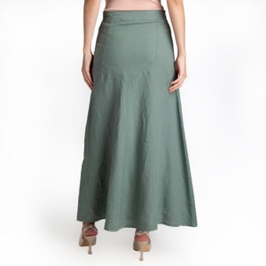 Linen Maxi Skirt Mid Waist Zipper closure Skirt For Women %100 Linen Skirt women's linen skirt women's clothing image 5