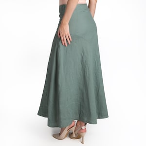 Linen Maxi Skirt Mid Waist Zipper closure Skirt For Women %100 Linen Skirt women's linen skirt women's clothing image 1