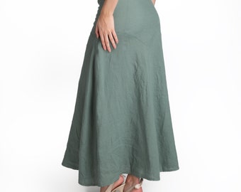 Linen Maxi Skirt | Mid Waist Zipper closure | Skirt For Women | %100 Linen Skirt | women's linen skirt | women's clothing