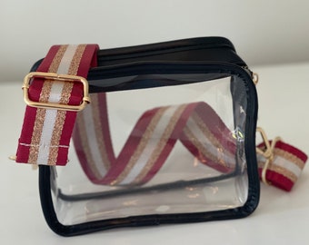 Stadium Game Day Purse - Clear Maroon and Gold Stripes BAG