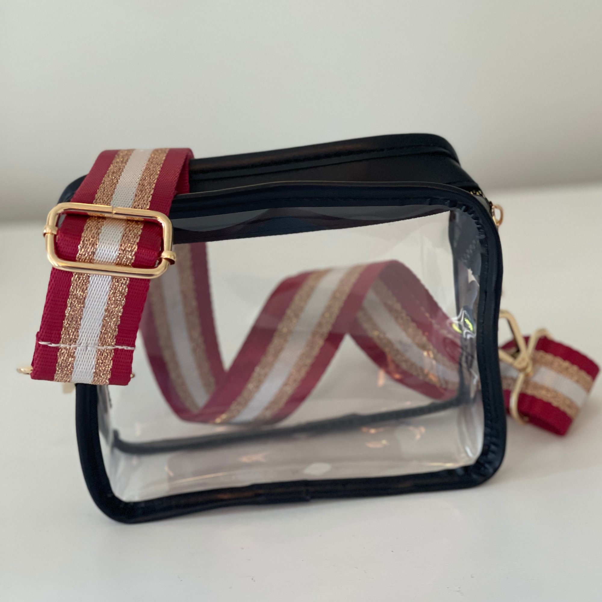 Clear Gameday Purse With Maroon Tassel & Strap