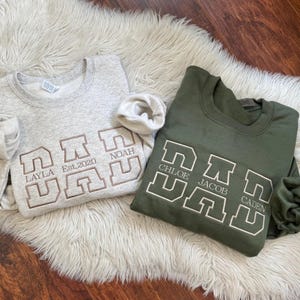 Custom Embroidered Varsity Dad Sweatshirt | Papa Shirt With Date | Daddy Est Year Crewneck | Gift For New Dad | Father&#39;s Day Gift