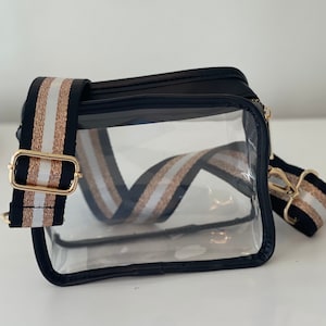 Stadium Game Day Purse - Clear Black and Gold Stripes