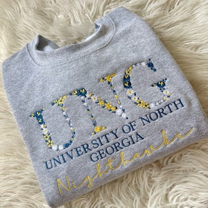College Floral Letter Embroidered Sweatshirt | Embroidery Sorority Gift Greek Letter Sweatshirt | Family & Friend | SHIPS FROM USA!