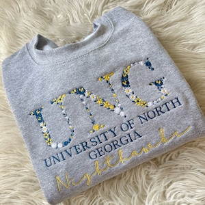 College Floral Letter Embroidered Sweatshirt | Embroidery Sorority Gift Greek Letter Sweatshirt | Family & Friend | SHIPS FROM USA!