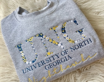 College Floral Letter Embroidered Sweatshirt | Embroidery Sorority Gift Greek Letter Sweatshirt | Family & Friend | SHIPS FROM USA!