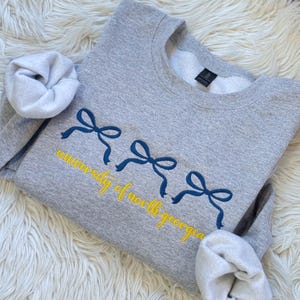 College Bow Coquette Embroidered Sweatshirt | Embroidery Sorority Gift Greek Letter Sweatshirt | Family & Friend | SHIPS FROM USA!