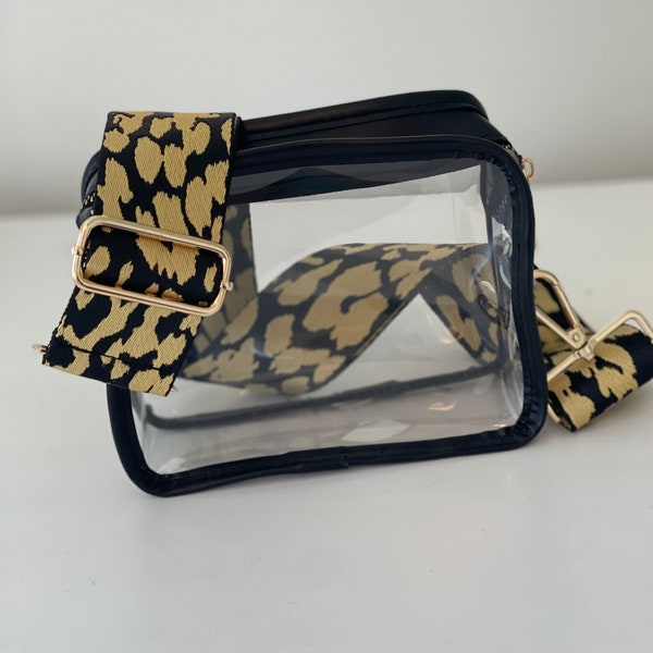 Stadium Game Day Purse - Clear Gold and Black Leopard Bag