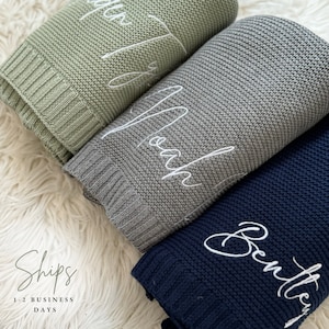 Baby Shower Gift | Baby gift| Newborn gift| Embroidered Name Blanket | Stroller Blanket | Newborn Baby Gift | Soft Breathable Cotton Blanket