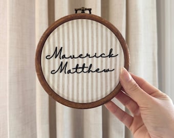 Baby name sign embroidered announcement, Newborn birth announcement plaque, Name birth announcement, Hospital Door Name Plate