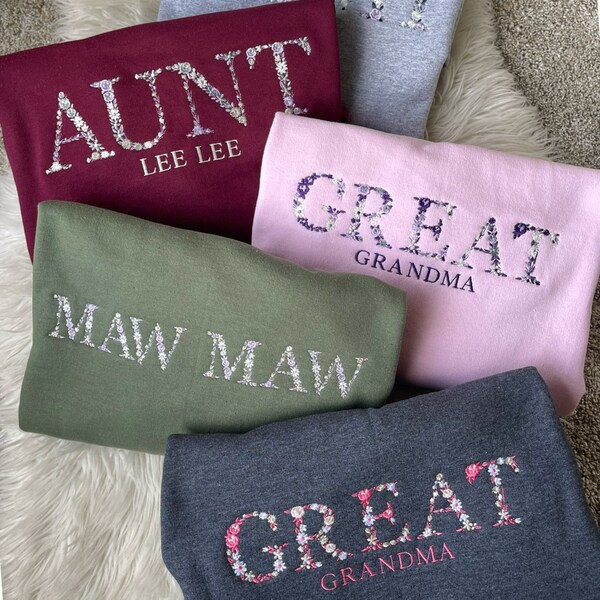 Floral Embroidery Sweatshirt College Etsy