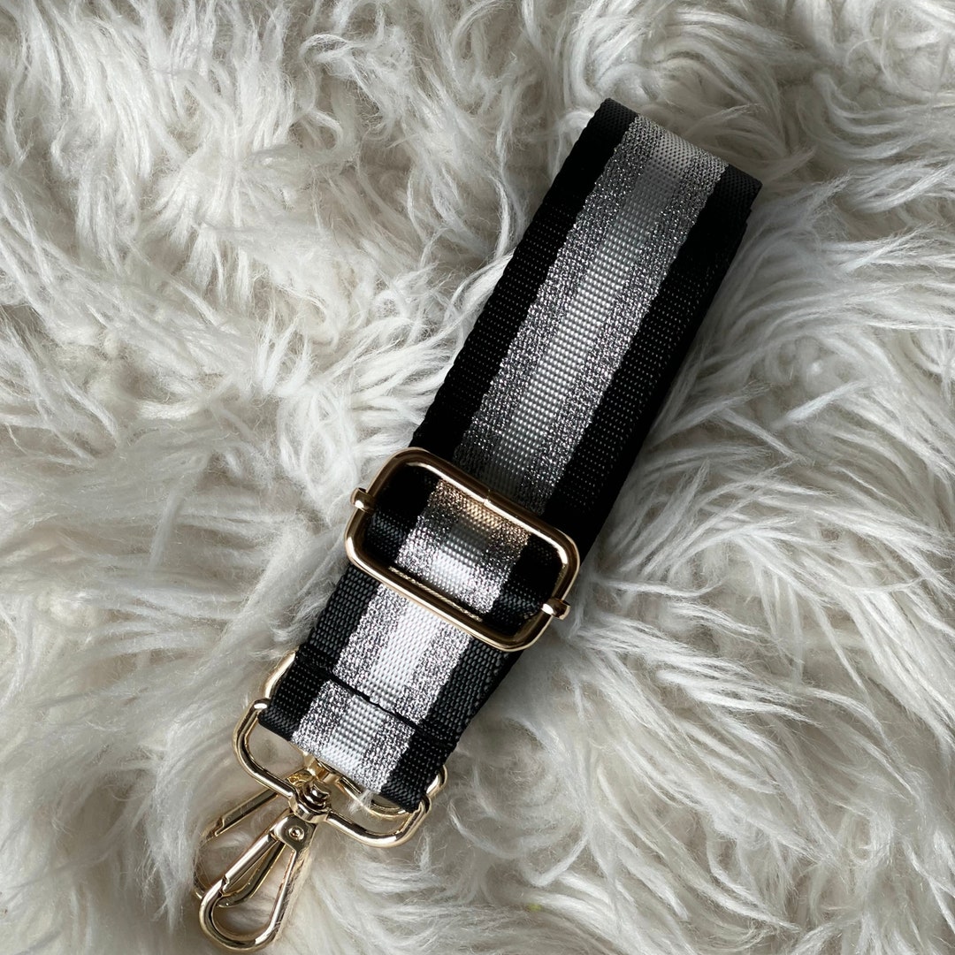 Purse Strap Black Silver Stripes Guitar Strap Camera Strap Etsy