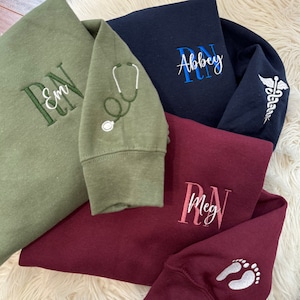 Nurse Embroidered Sweatshirt |CT Embroidered Sweatshirt| Student-Nurse Gift | Nursing-CT Tech-Doctor Gift Sweatshirt|
