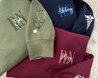 Nurse Embroidered Sweatshirt |CT Embroidered Sweatshirt| Student-Nurse Gift | Nursing-CT Tech-Doctor Gift Sweatshirt|
